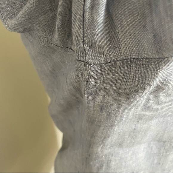 Vineyard Vines Tunic Top Embroidered Linen 3/4 Sleeve Rope Detail Blue Cream - Picture 8 of 11